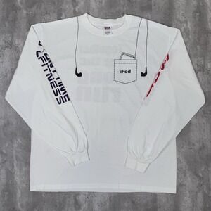 Vintage Anytime Fitness I-Pod Shirt Mens XL White Workout Gym Promo Apple